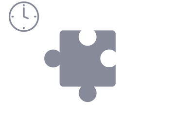 Dunkelgraues Puzzleteil mit Icon Uhr