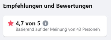 Facebook-Bewertung 4,7 von 5 Sternen