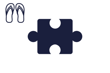 Dunkelblaues Puzzleteil mit Icon Flip Flops
