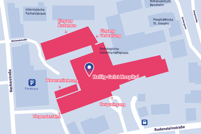 Lageplan Heilig-Geist Hospital Bensheim