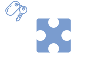 Hellblaues Puzzleteil mit Icon Schlüssel